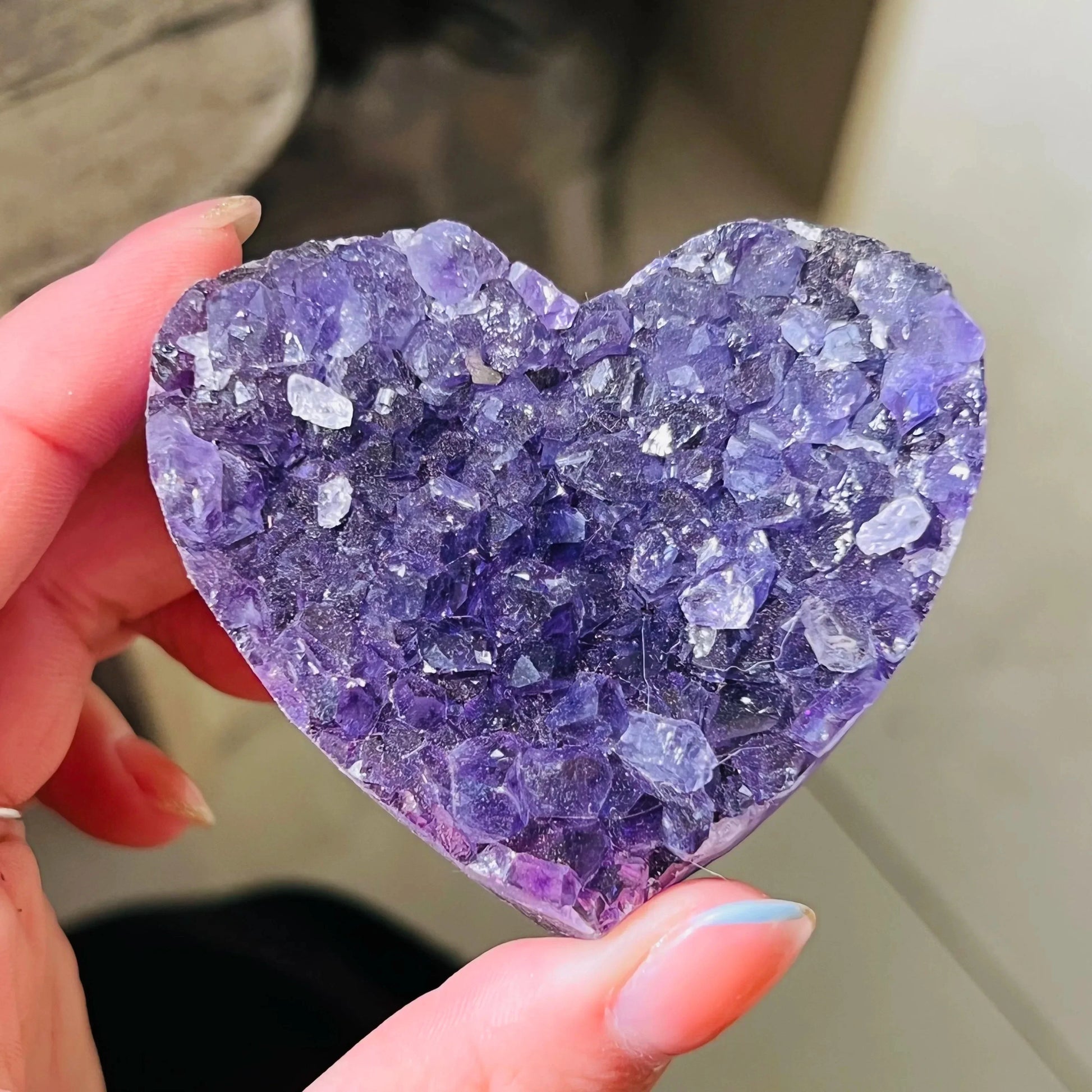 Healing Amethyst Druzy Crystal Heart for Anxiety Relief