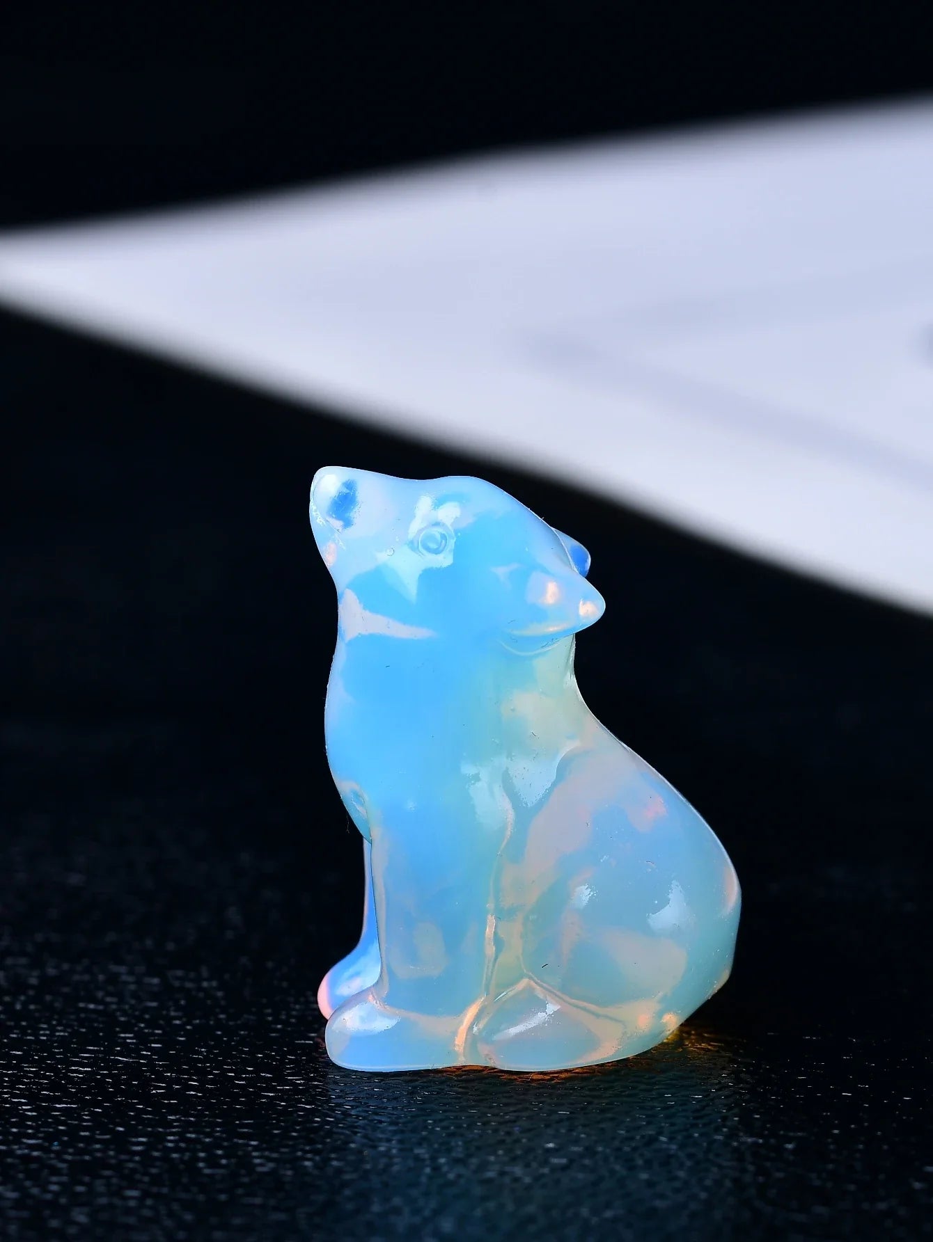 Healing Crystal Wolf Statues for Meditation and Protection