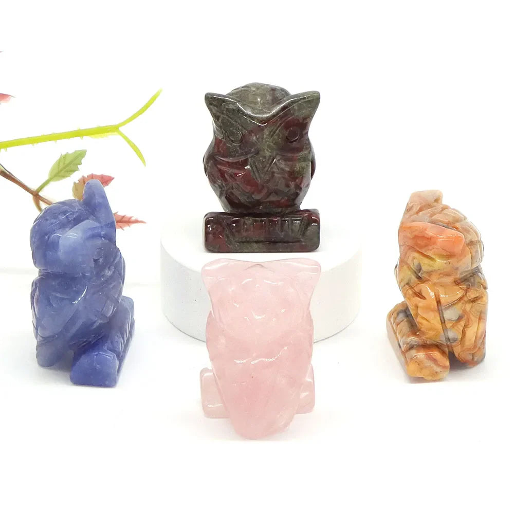 Mystical Owl Crystal Figurines for Protection and Love