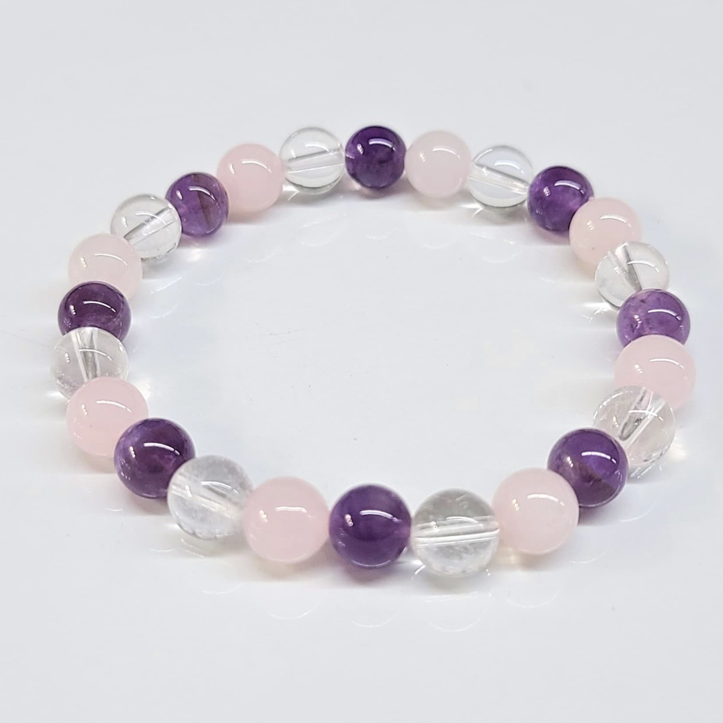 Three Stone Round Bead Bracelet 8mm - Holy Trinity