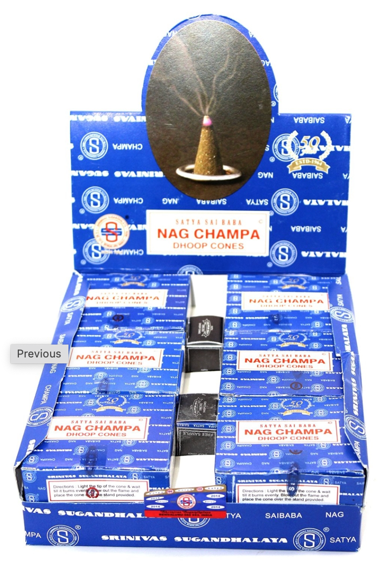 Nag Champa Incense Cones by Satya Sai Baba for Aromatherapy