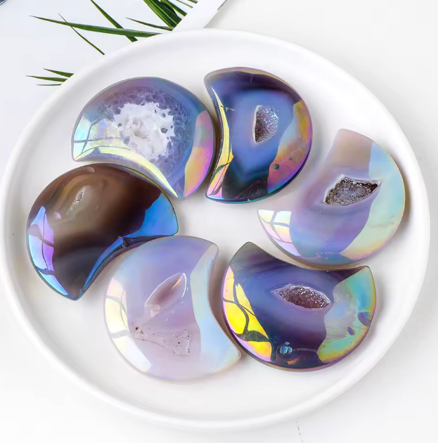Healing Intuitive Rainbow Agate Druzy Moon Crystal