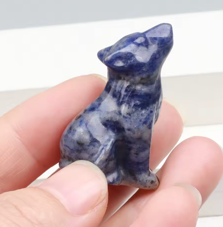 Healing Crystal Wolf Statues for Meditation and Protection