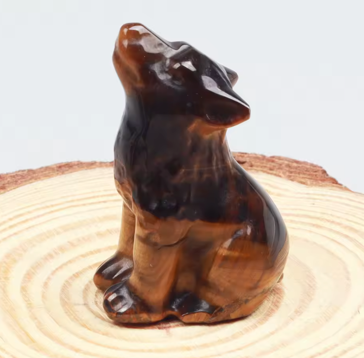 Healing Crystal Wolf Statues for Meditation and Protection