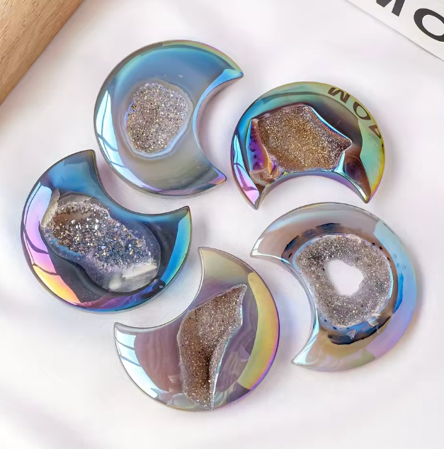 Healing Intuitive Rainbow Agate Druzy Moon Crystal