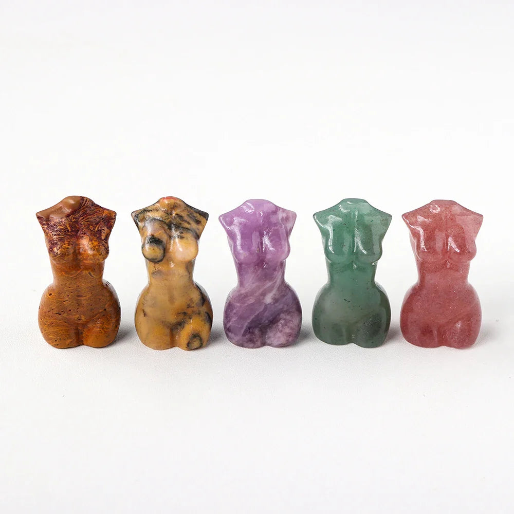 Natural Crystal Female Figurines with Healing Stones
