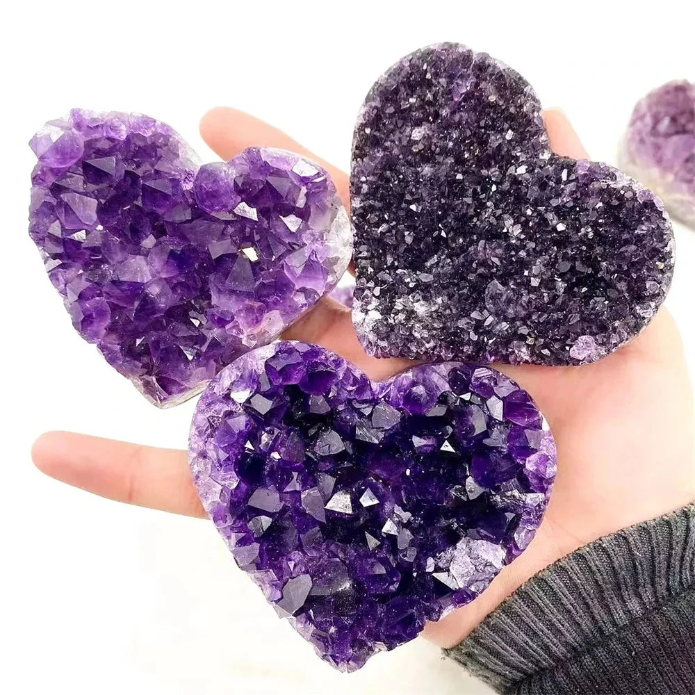 Healing Amethyst Druzy Crystal Heart for Anxiety Relief