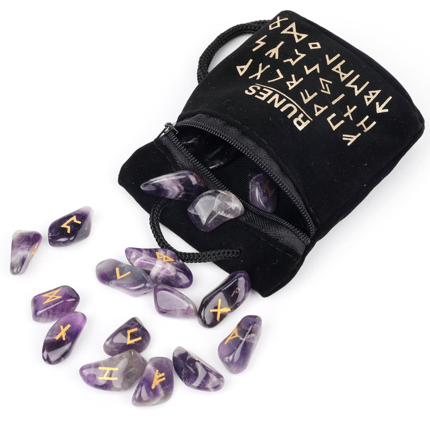 Natural Crystal Runes Set for Divination and Healing