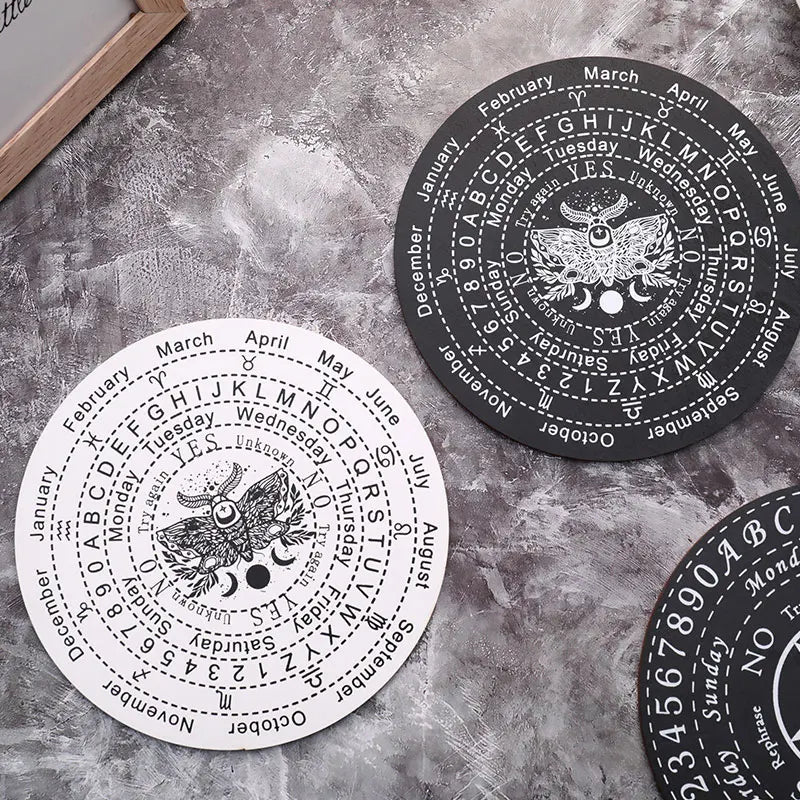 Wooden Divination Pendulum Boards With Mystical Designs