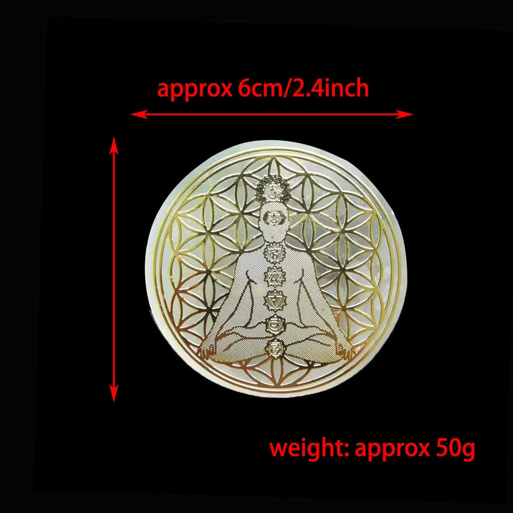 Selenite Crystal Spiritual Gold Symbol Plates For Healing