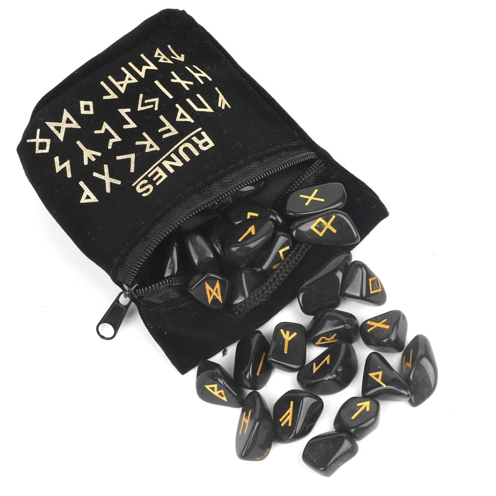 Natural Crystal Runes Set for Divination and Healing