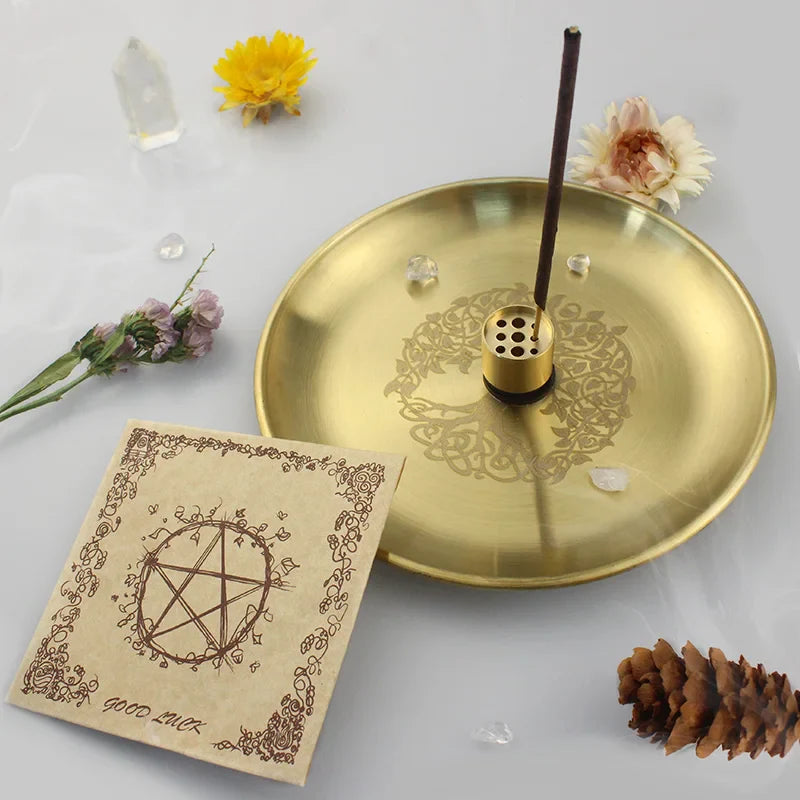 Gold Tree of Life Ritual Altar Plates for Smudging