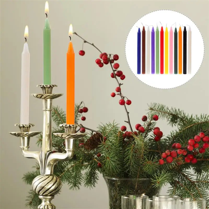 12-Piece Colored Ritual Taper Candles for Healing Intentions
