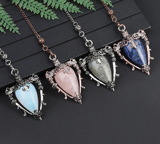 Natural Stone Healing Water Drop Crystal Pendulum | Mystics Vibe