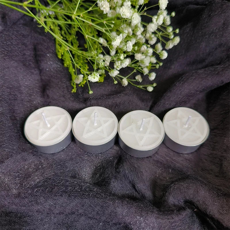 Pentacle Beeswax Tea Light Candles for Rituals and Spells