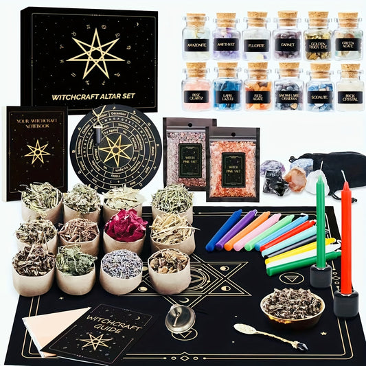 Witchcraft Altar Starter Kit with Healing Crystals and Herbs