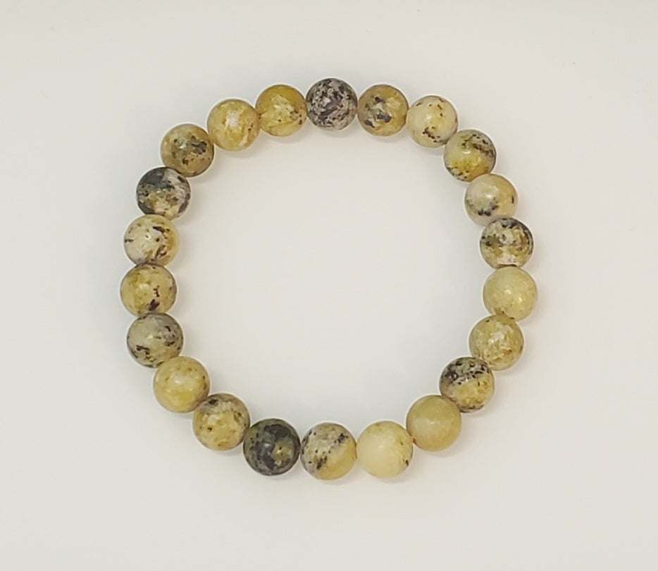 Yellow Turquoise Natural Stone Beaded Stretch Bracelet 8mm