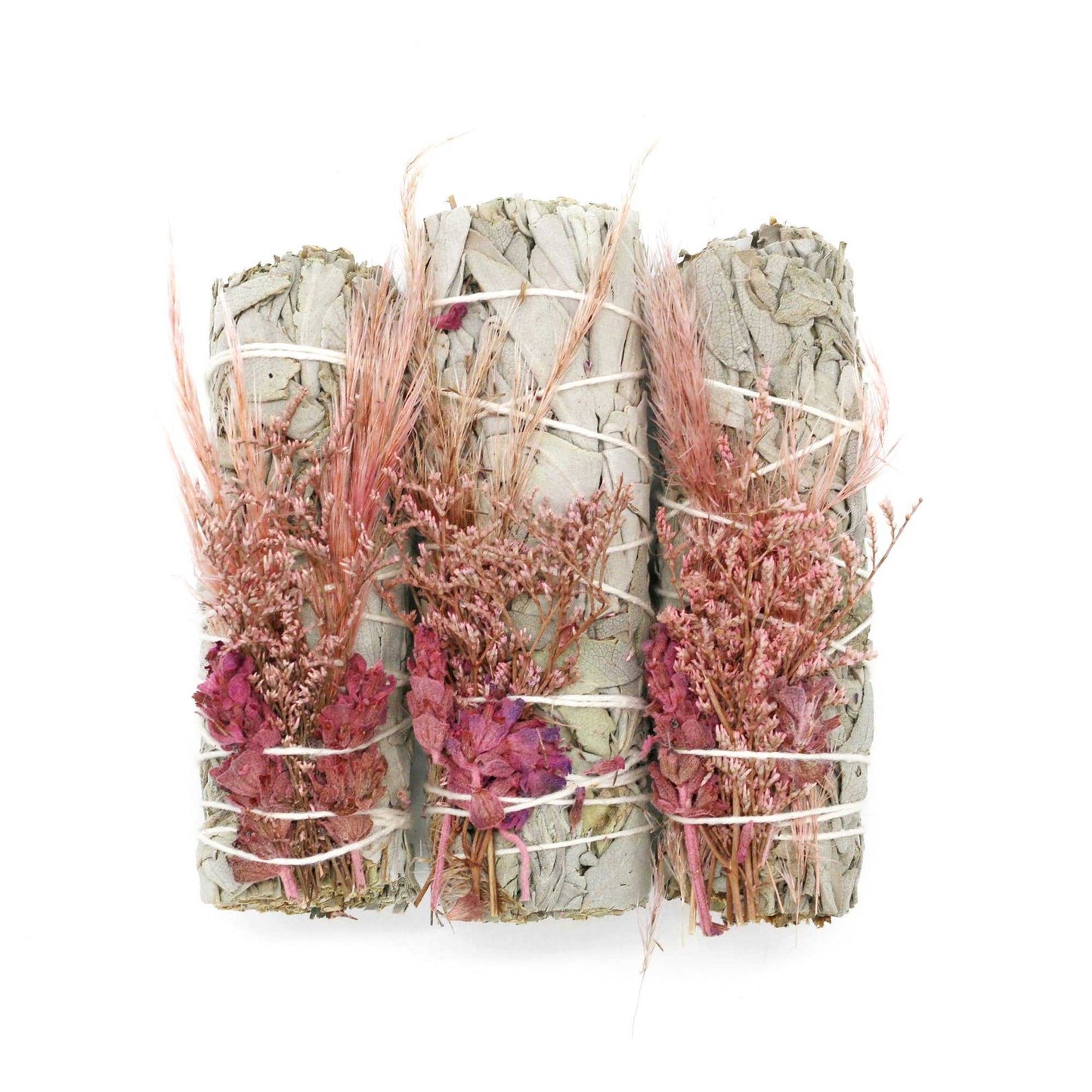 Organic Pink Floral White Sage Smudge Stick 4-Inch