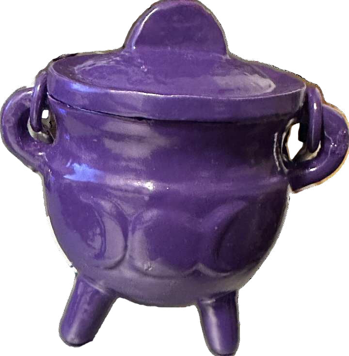 Mystical Magic Purple Cast Iron Cauldron For Witchy Rituals