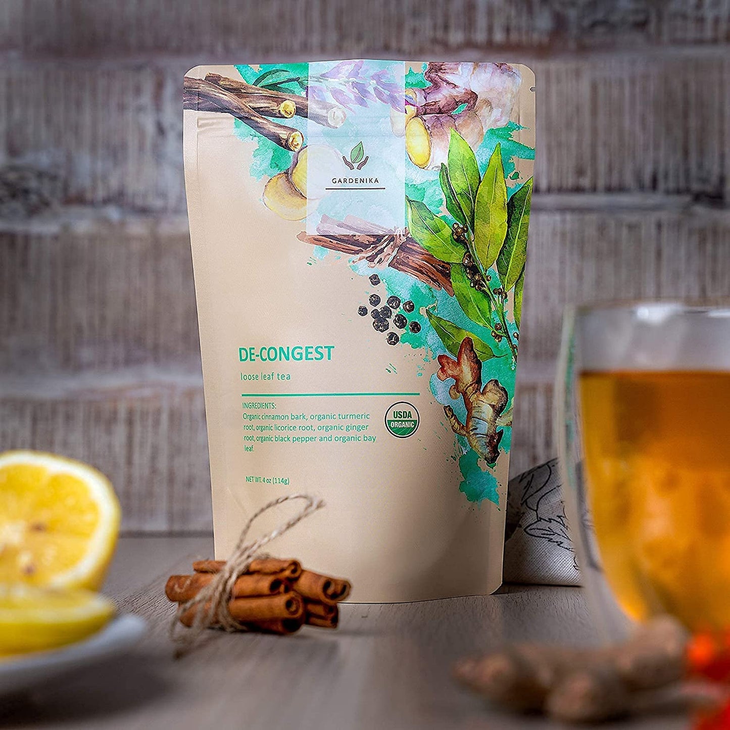 Natural Healing Decongest Organic Loose Leaf Tea, Caffeine-Free
