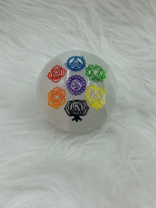 Chakra Selenite Sphere