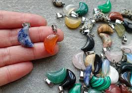 Ass't Mini Crescent Moon Pendant w/ Cord