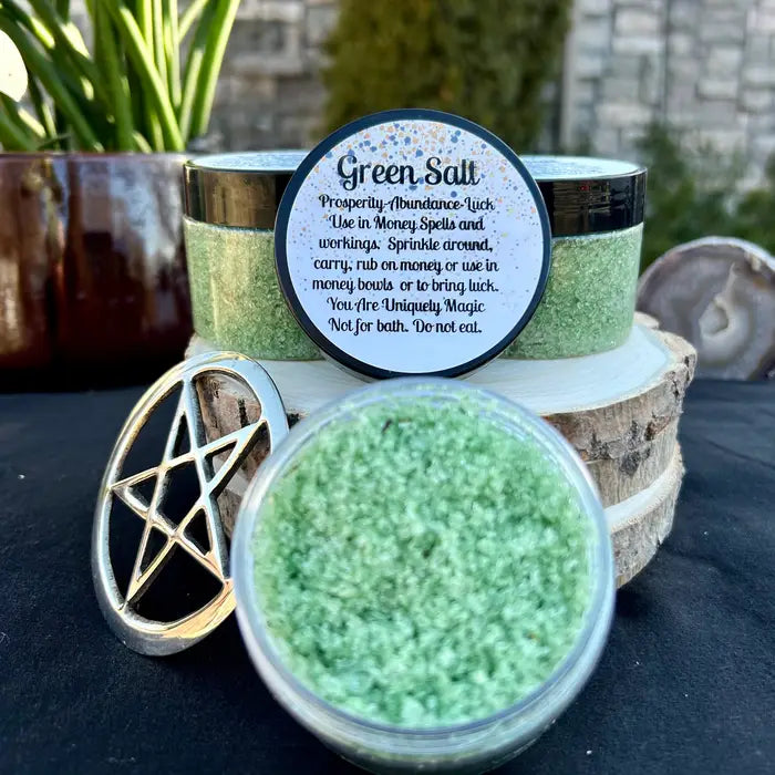 Handmade Green Prosperity Wealth Salt 5oz for Abundance