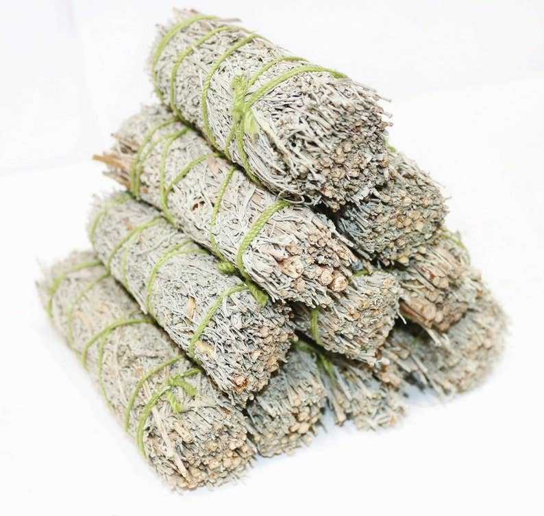 Blue Sage Smudge Stick for Energy Clearing and Calm, 4 Inch