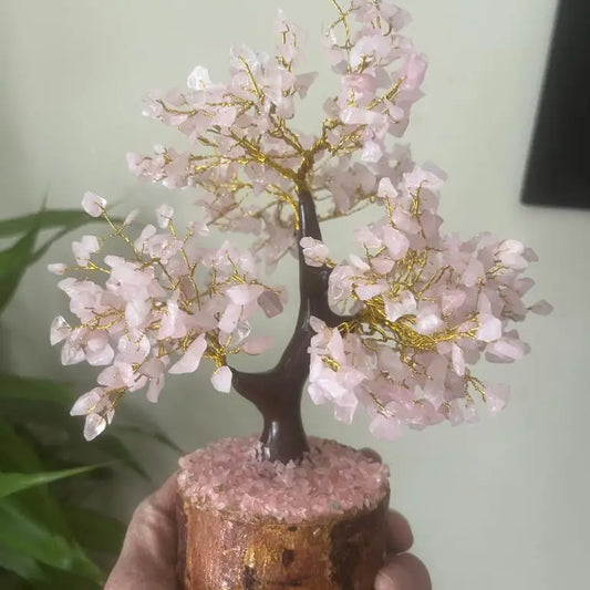 Premium Healing Rose Quartz Crystal Tree with 500 Chips