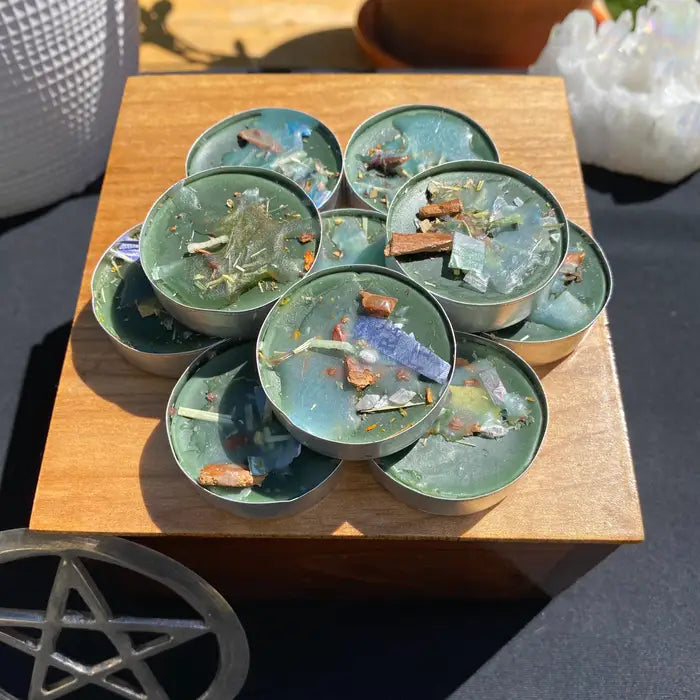 Handmade Healing And Prosperity Tea Light Spell Candles