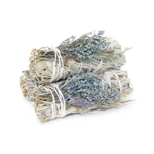 Blue Bouquet Floral White Sage Smudge Stick Cleansing