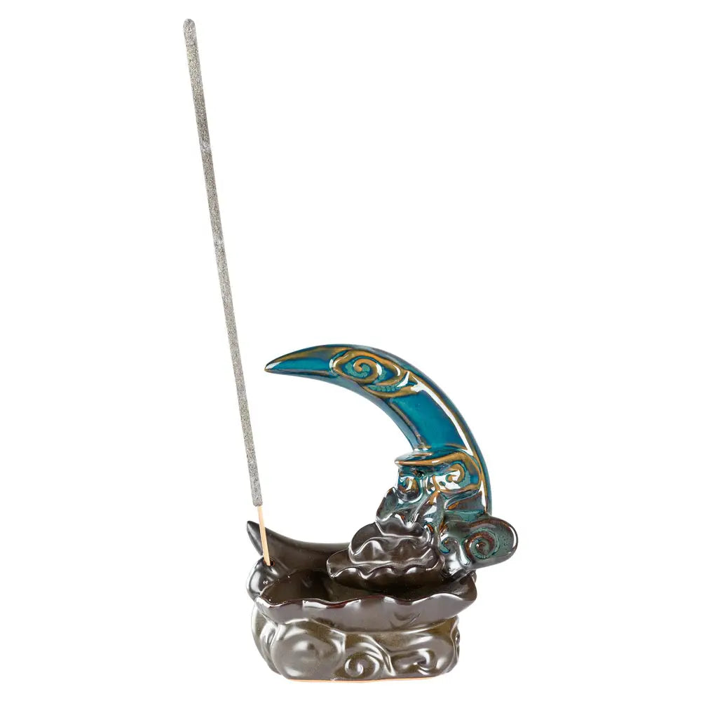 Mystical Moon With Waterfall Backflow Incense Burner - Black