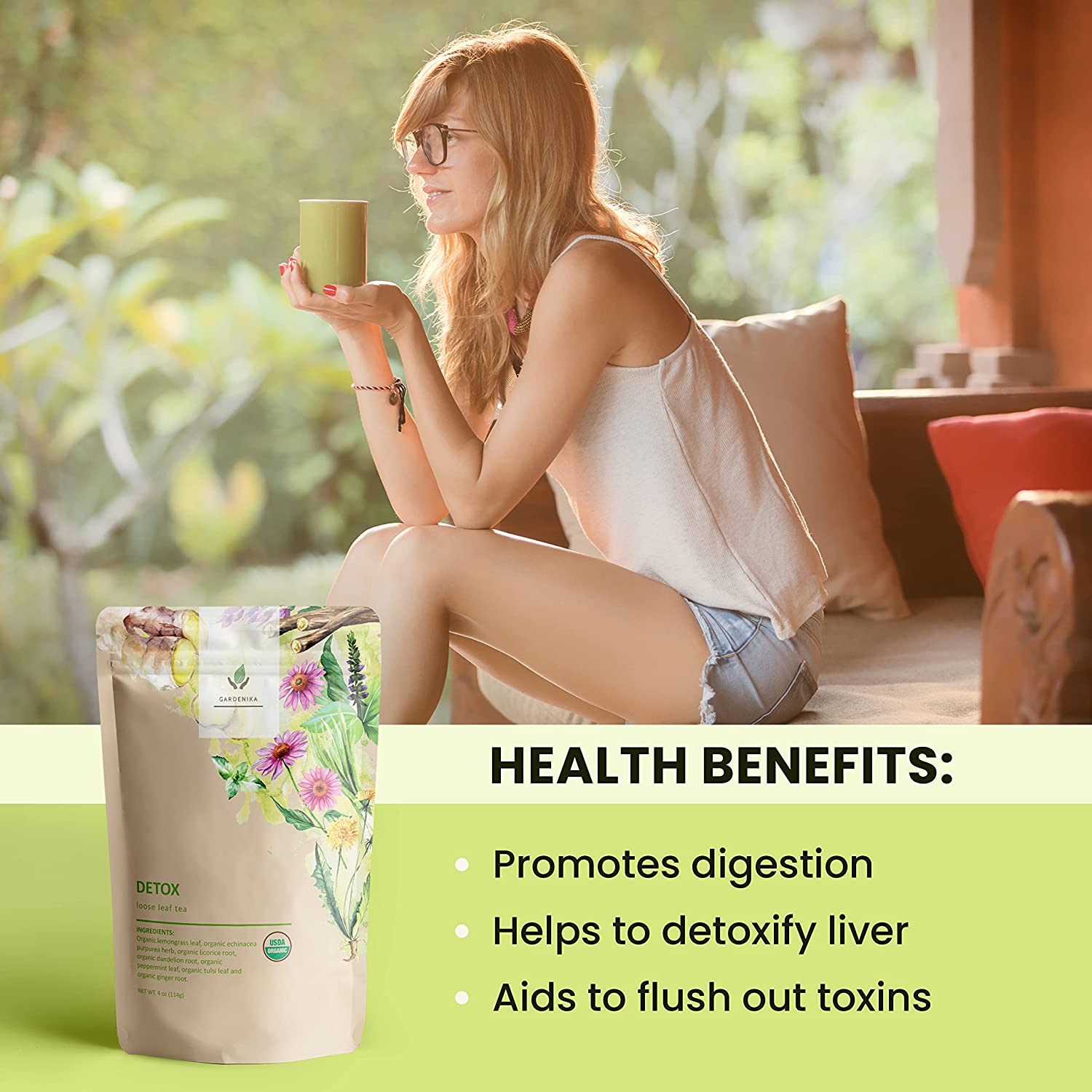 Detox Loose Leaf Herbal Tea, Organic, Kosher, Caffeine-Free