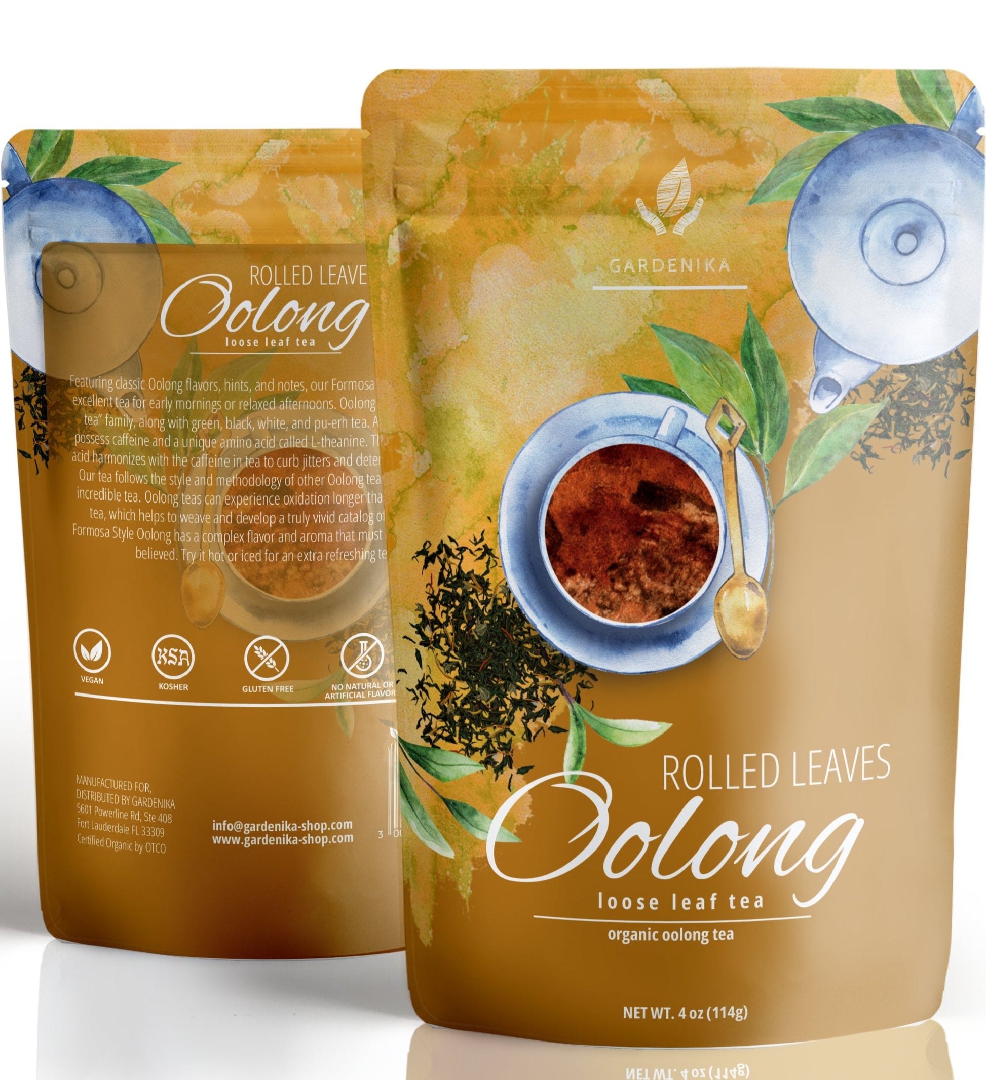 USDA Organic Oolong Green Tea Loose Leaf, 55+ Cups