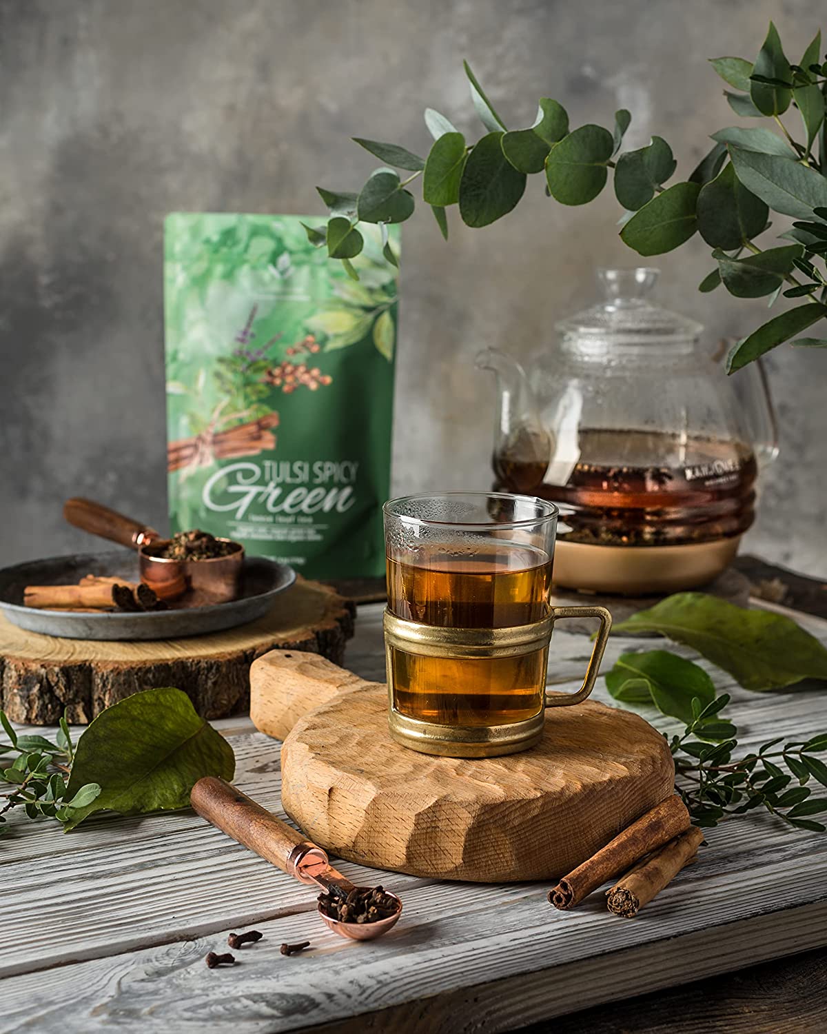 Organic Tulsi Green Tea With Cinnamon, Loose Leaf, 4 Oz