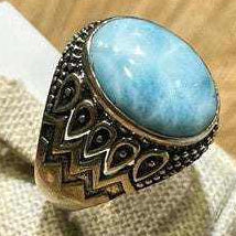 Larimar “Sea Drops” Sterling Silver Ring – Size 13