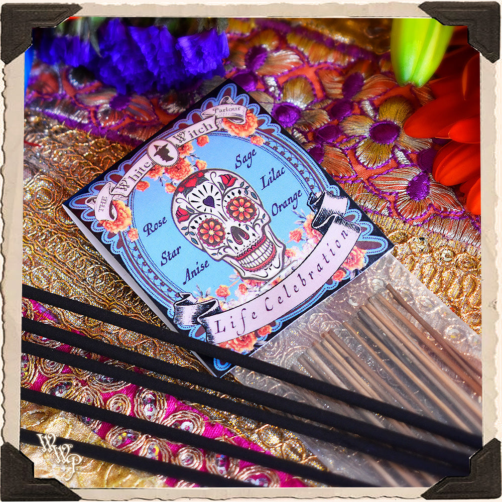 LIFE CELEBRATION INCENSE. 20 Stick Pack. For Dia De Los Muertos, Day of the Dead, Samhain.
