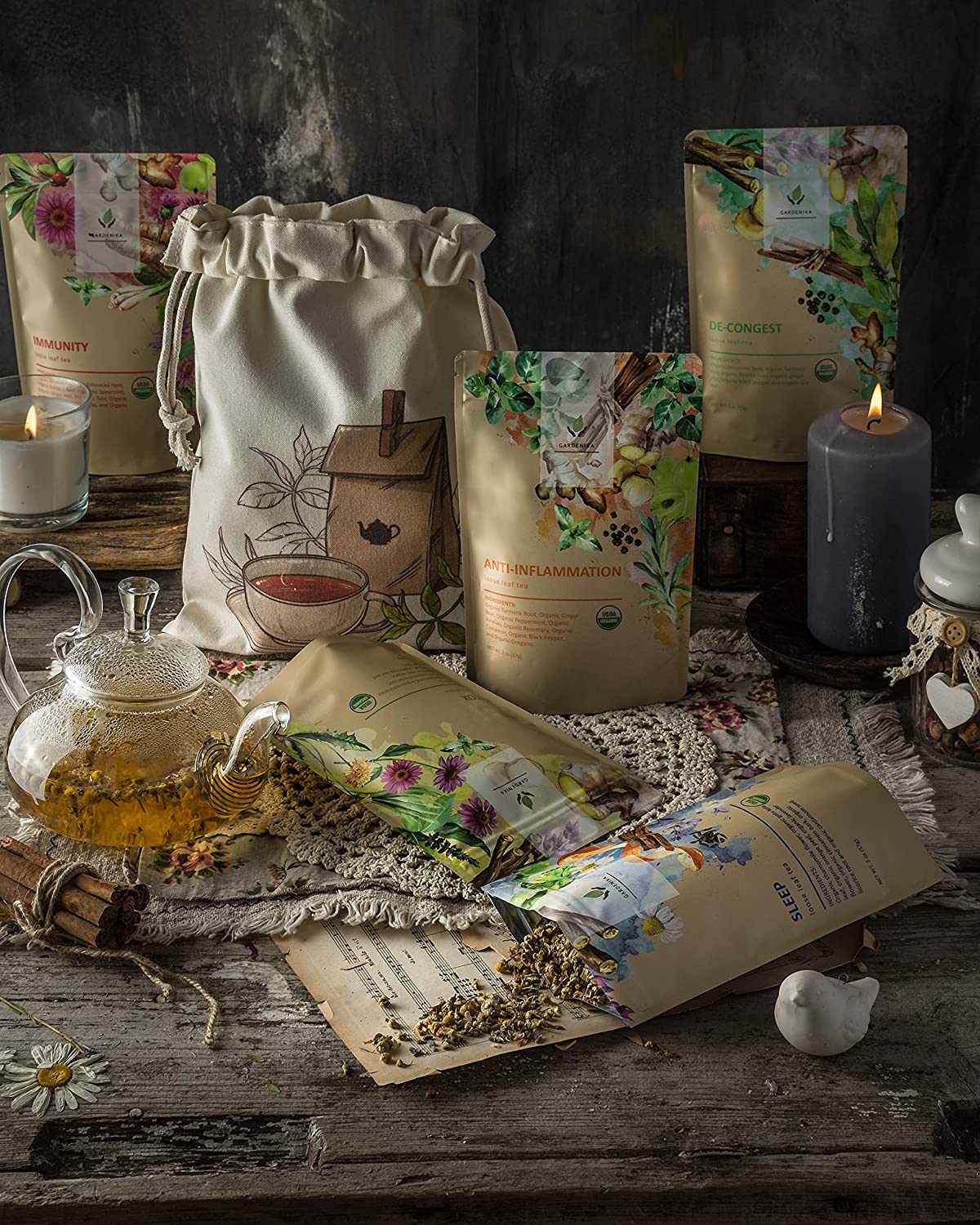 Gardenika USDA Organic Loose Leaf Herbal Tea Sampler