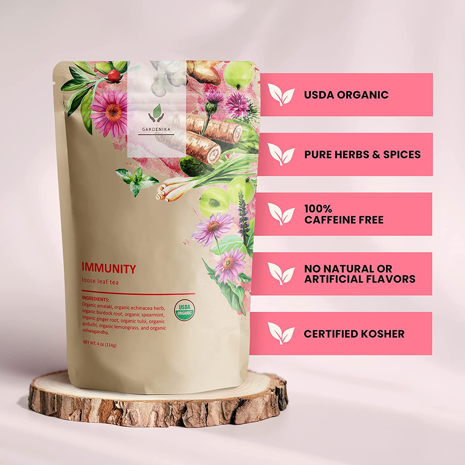 USDA Organic Immunity Loose Leaf Herbal Tea, 4 oz