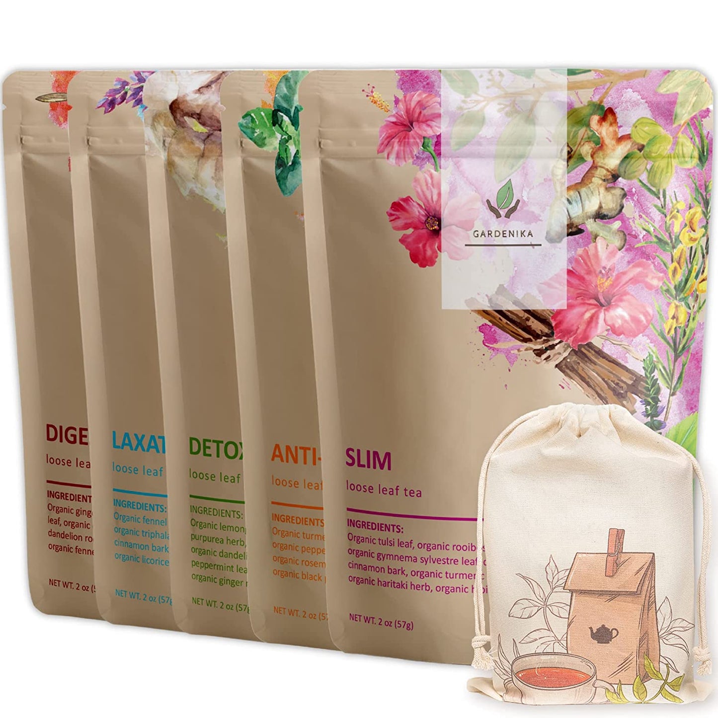 Organic Caffeine-Free Herbal Tea Sampler, 120+ Cups