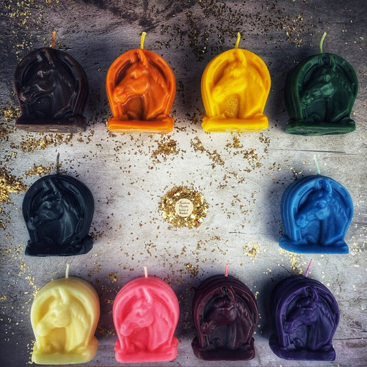 Beeswax Lucky Horseshoe Spell Candle