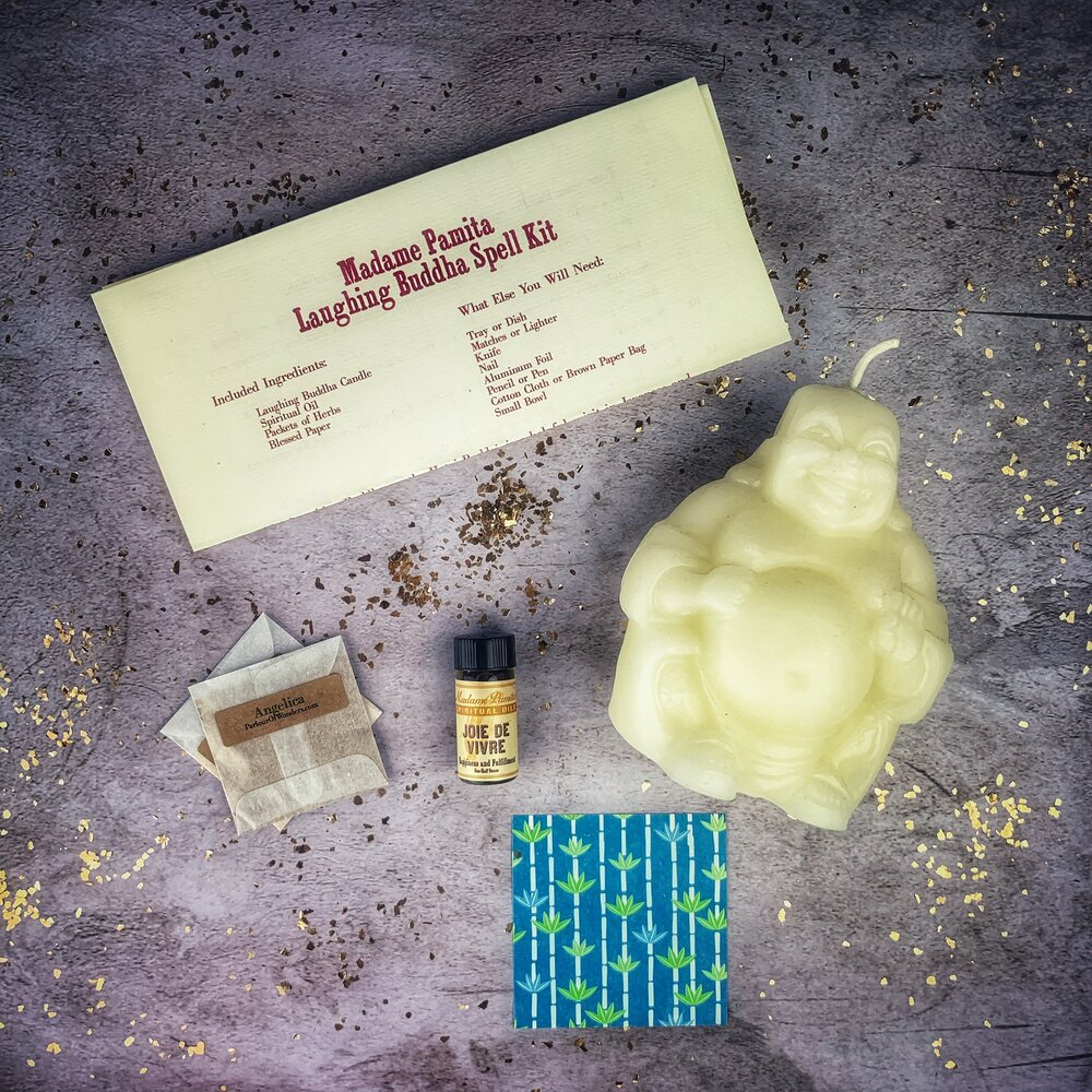 Laughing Buddha Abundance Candle Spell Kit - Wealth, Luck & Prosperity Magic