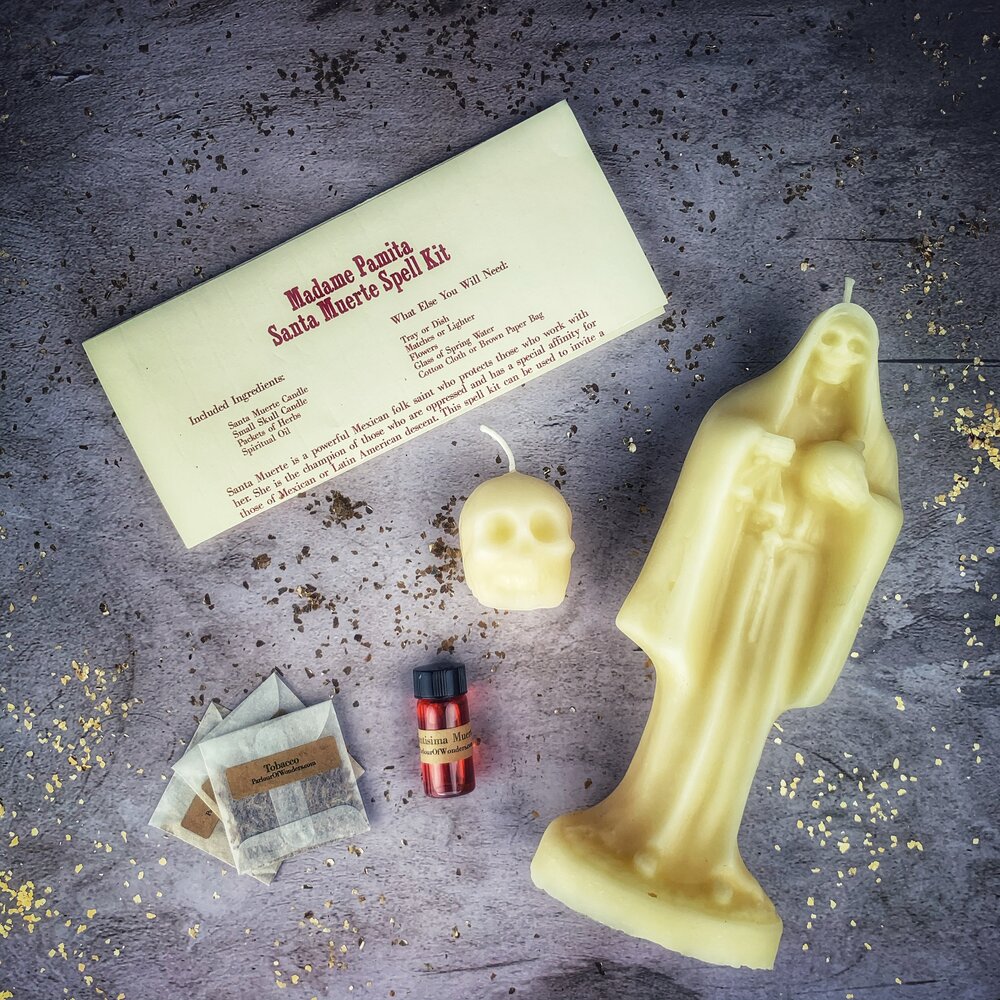 Santa Muerte Candle Spell Kit - Sacred Folk Saint Devotion & Protection