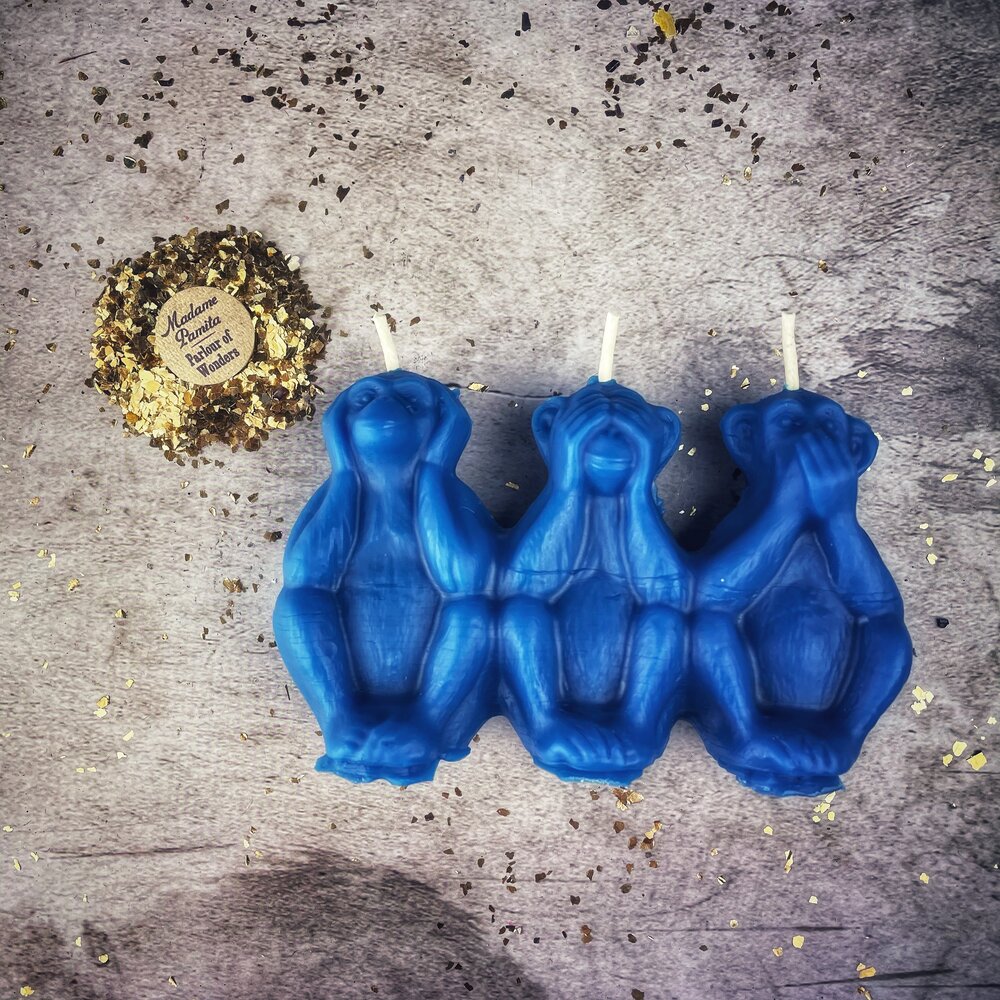 Beeswax Stop Jealous Gossip Three Monkeys Spell Candle