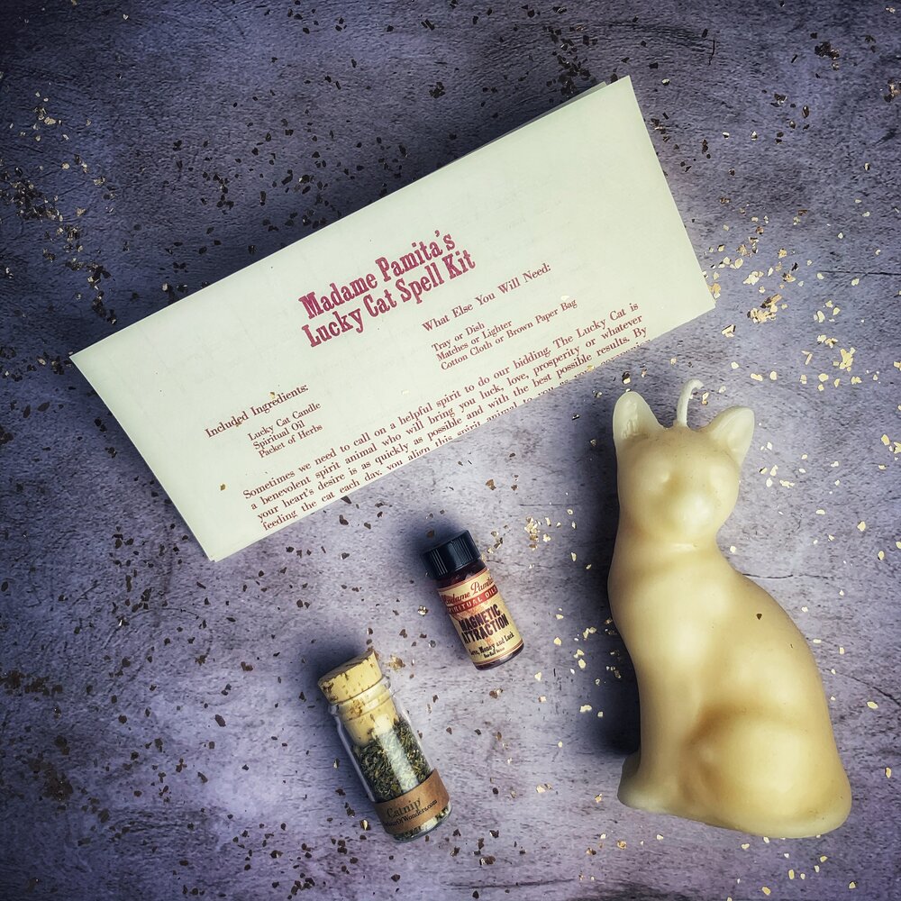 Lucky Cat Candle Spell Kit - Fast Action & Manifestation Magic