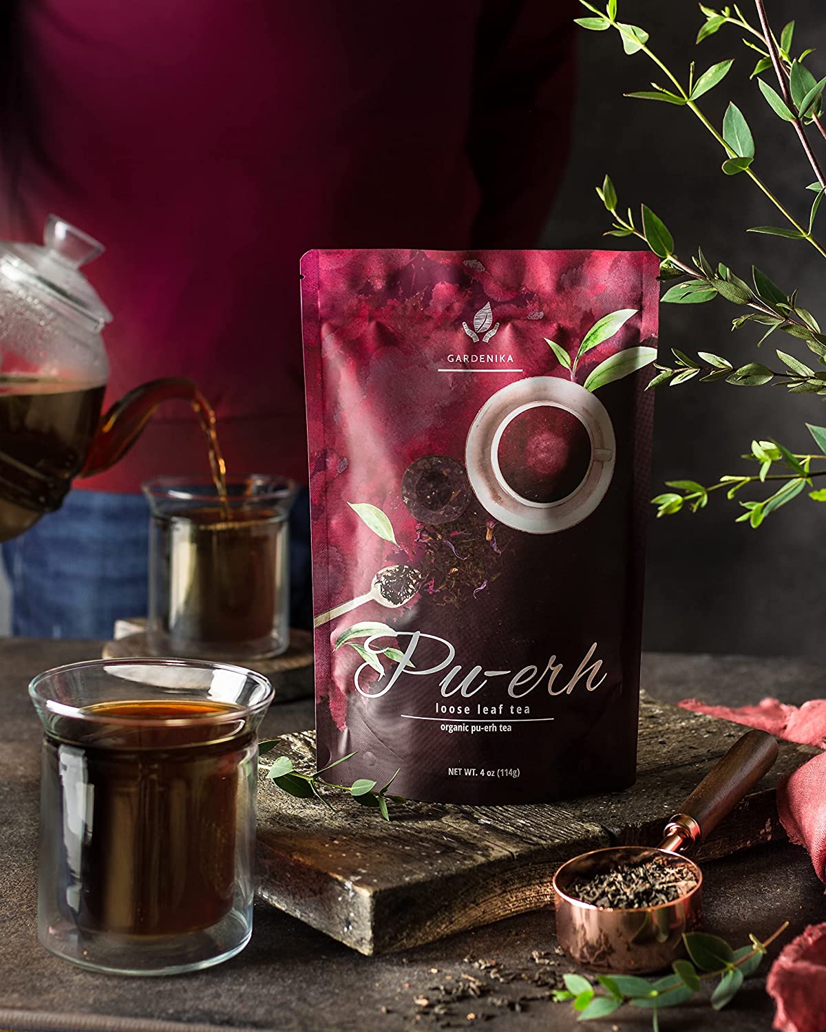 Organic Puerh Tea Loose Leaf, Chinese Black, Healing Blend