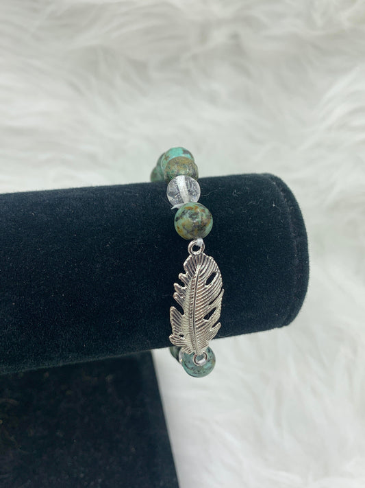 Turquoise & Quartz Feather Bracelet