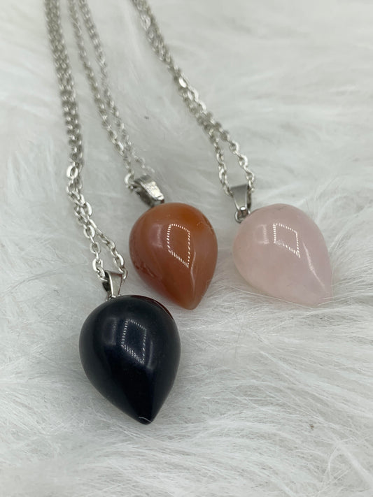 Assorted Gemstone Water Drop Necklace