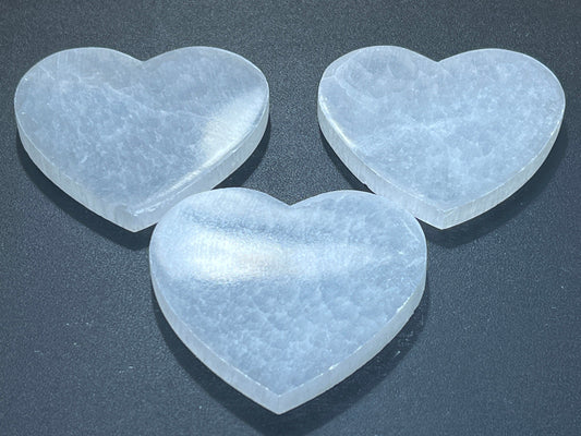 Selenite Crystal Heart Plate (4 Inches) Polished Gemstone Carving Decor