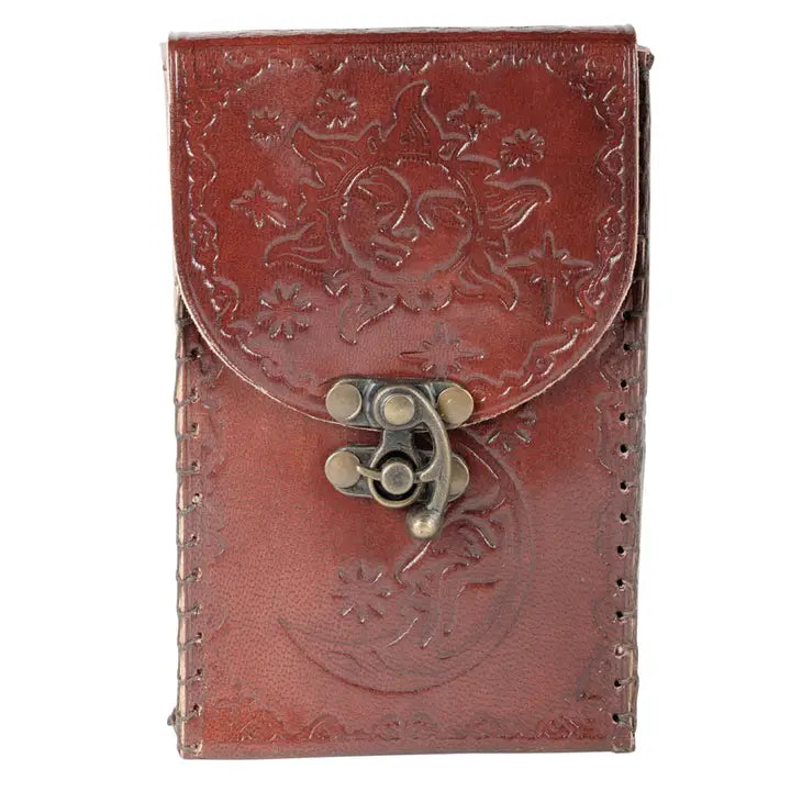 Mystical Pentagram Leather Tarot Card Holder For Protection